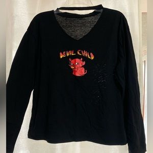 Devil child long sleeve v neck with built in choker